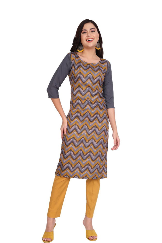 Crape Kurti 3 Regular Wear Crepe Wholesale Printed Kurti 
